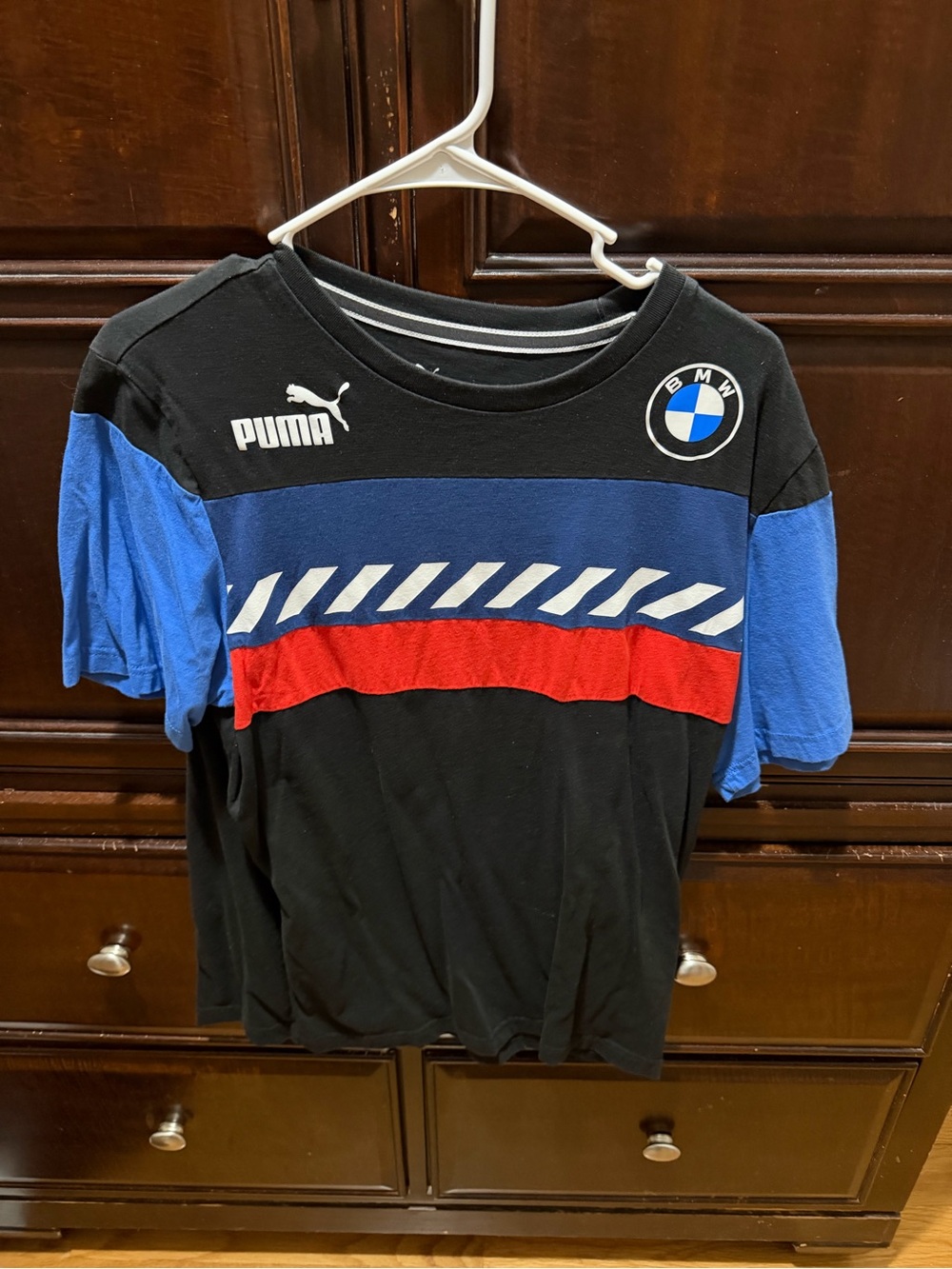 Puma Black Blue Red Racing Stripe Tee